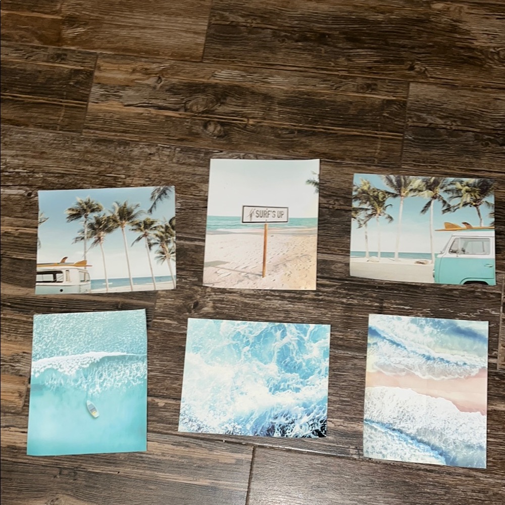 Beach Themed Wall Art Prints Set of 6 canvas material 8 x 10 decor photos